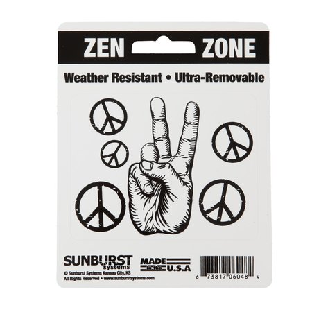 SUNBURST SYSTEMS Decal Zen Zone Peace Hand 4 in x 5 in 6048